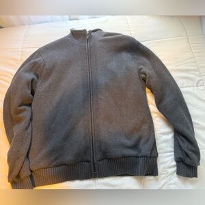 Oscar De La Renta Mens Gray Fleece lined Zip up Sweater